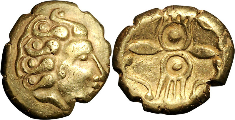 KELTEN, VINDELICI, Südliches Germanien, AV Stater (2.-1.Jh.v.Chr.). Lockenkopf r...