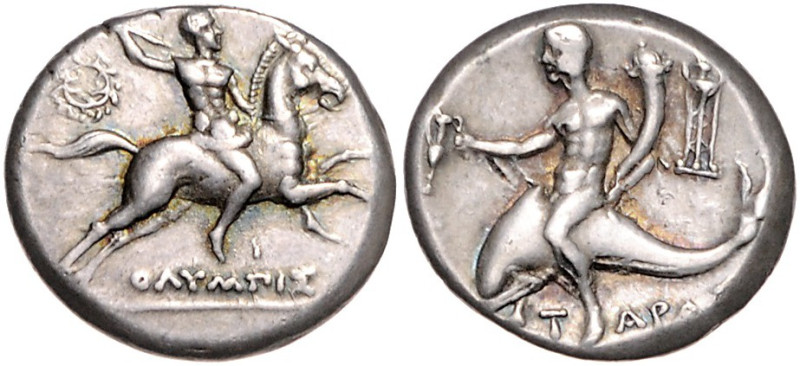 ITALIEN, KALABRIEN / Stadt Taras (Tarent), AR Didrachme (240/228 v.Chr.). Nackte...