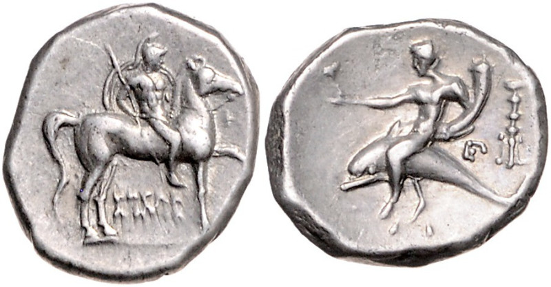 ITALIEN, KALABRIEN / Stadt Taras (Tarent), AR Didrachme (272-235 v.Chr.). Nackte...