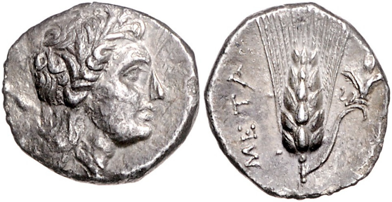 ITALIEN, LUKANIEN / Stadt Metapont, AR Stater (350-300 v.Chr.). Demterkopf r. mi...