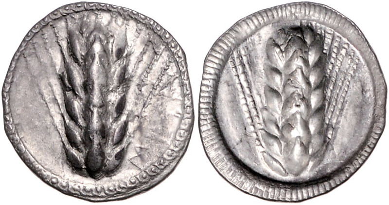 ITALIEN, LUKANIEN / Stadt Metapont, AR Stater (530-510 v.Chr.). Kornähre mit Gra...