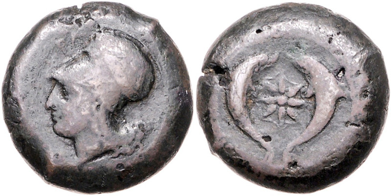 ITALIEN, SIZILIEN / Stadt Syrakus, AE 30 (Timoleon, 345-336 v.Chr.) Athenakopf l...