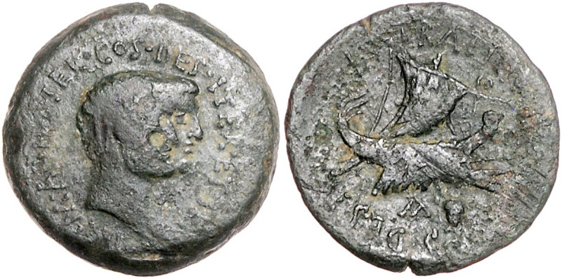 RÖMISCHE REPUBLIK, Marc Anton, Octavian (Augustus) und Octavia, 37 v.Chr., AE As...