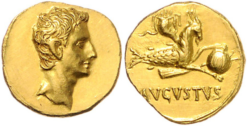 RÖMISCHES REICH, Augustus, 27 v.-14 n.Chr., AV Aureus (18-16 v.Chr.), spanische ...