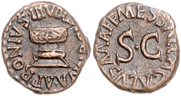 RÖMISCHES REICH, Augustus, 27 v.-14 n.Chr., AE Quadrans, Rom (5 v.Chr.). SISENNA APRONIVS IIIVIR um Altar. Rs.MESSALLA GALVS AAAFF um SC. 2,62g.
ss-v...