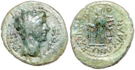 RÖMISCHES REICH, Augustus, 27 v.-14 n.Chr., AE 17, Karien, Antiochia. Bloßer Kopf r. Rs.Athena l. stehend, hält Lanze. 2,88g.
grüne Patina, ss+
RPC ...