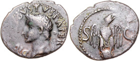 RÖMISCHES REICH, Augustus, 27 v.-14 n.Chr., posthum unter Tiberius, 14-37, AE As (16-22), Rom. Kopf mit Strahlenkrone l. Rs.Adler auf Globus S-C. 10,5...