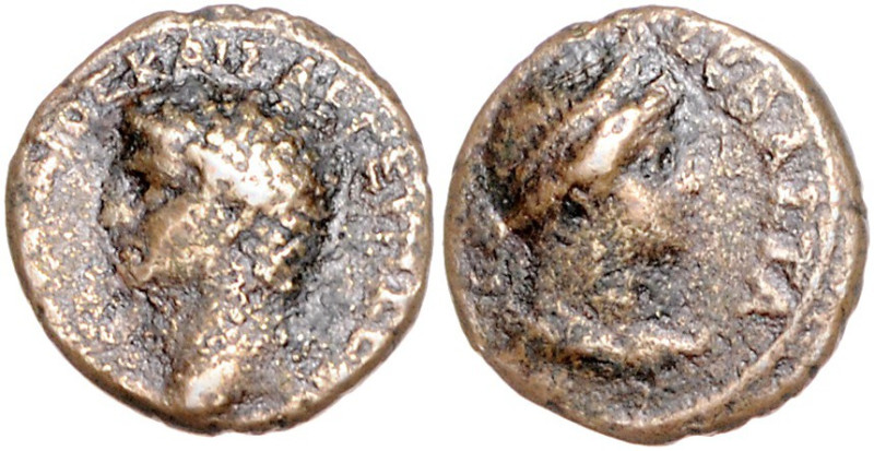 RÖMISCHES REICH, Claudius, 41-54, AE 19. Kreta, Stadt Kydonia. Bloßer Kopf des C...