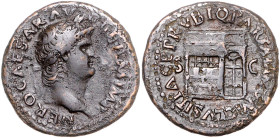 RÖMISCHES REICH, Nero, 54-68, AE As (65), Rom. Belorb. Kopf r. Rs.Janustempel mit geschlossenen Türen. 10,21g.
ss
RIC 306