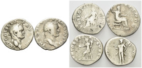 RÖMISCHES REICH, Vespasian, 69-79, AR Denar, Rom. Belorb. Büste r. Rs.Mars mit Trophäe und Speer. DAZU: gleiche Rs.Sitz. Concordia mit Patera und Füll...
