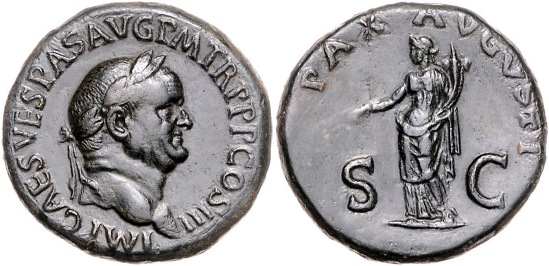 RÖMISCHES REICH, Vespasian, 69-79, AE Sesterz (71), Rom. Belorb. Büste r., IMP C...