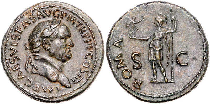 RÖMISCHES REICH, Vespasian, 69-79, AE Sesterz (71), Rom. Belorb. Kopf r., IMP CA...