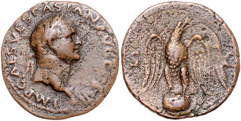 RÖMISCHES REICH, Vespasian, 69-79, AE As COS III =71, Rom. Belorb. Büste r. Rs.A...
