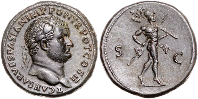 RÖMISCHES REICH, Titus als Caesar, 69-79, AE Sesterz (72), Rom. Belorb. Büste r....