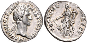 RÖMISCHES REICH, Nerva, 96-98, AR Denar (96), Rom. Belorb. Büste r., IMP NERVA CAES AVG PM TRP COS II PP. Rs.Fortuna l. stehend, hält Füllhorn und Rud...