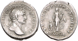 RÖMISCHES REICH, Trajan, 98-117, AR Denar (112-113), Rom. Belorb. und drap. Büste r., IMP TRAIANO AVG GER DAC PM TRP COS VI PP. Rs.Annona mit Füllhorn...