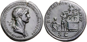 RÖMISCHES REICH, Trajan, 98-117, AE Sesterz COS VI =114-117, Rom. Belorb. u. drap. Büste r., IMP CAES NER TRAIANO OPTIMO AVG GER DAC [P]ARTHICO PM TRP...