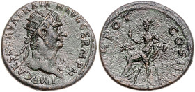 RÖMISCHES REICH, Trajan, 98-117, AE Dupondius (101-102), Rom. Büste mit Strahlenkrone und Aegis r., IMP CAES NERVA TRAIAN AVG GERM PM. Rs.Abundantia l...