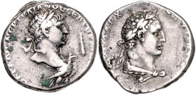 RÖMISCHES REICH, Trajan, 98-117, AR Tetradrachme (103-111), Syrien, Seleucis und Pieria, Stadt Antiochia. Belorb. Kopf, unten Adler, daneben Keule. Rs...