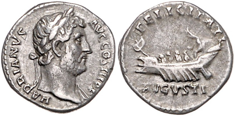 RÖMISCHES REICH, Hadrian, 117-138, AR Denar (130), Rom. Belorb. Büste r., HADRIA...