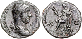 RÖMISCHES REICH, Hadrian, 117-138, AE As COS III (130-133), Rom. Belorb. und drapierte Büste r. Rs.Dacia l. sitzend, hält Standarte und Krummschwert, ...