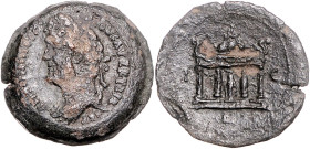 RÖMISCHES REICH, Antoninus Pius, 138-161, AE Drachme Jahr 16=152, Ägypten, Stadt Alexandria. Belorb. Büste l. Rs.Verzierter Tempel, ILE. 29,05g.
ss
...