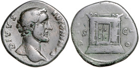 RÖMISCHES REICH, Antoninus Pius, 138-161, posthum unter Marcus Aurelius, 161-180, AE Sesterz, Rom. DIVVS ANTONINVS. Bloße Büste r. Rs.DIVO PIO. Verzie...