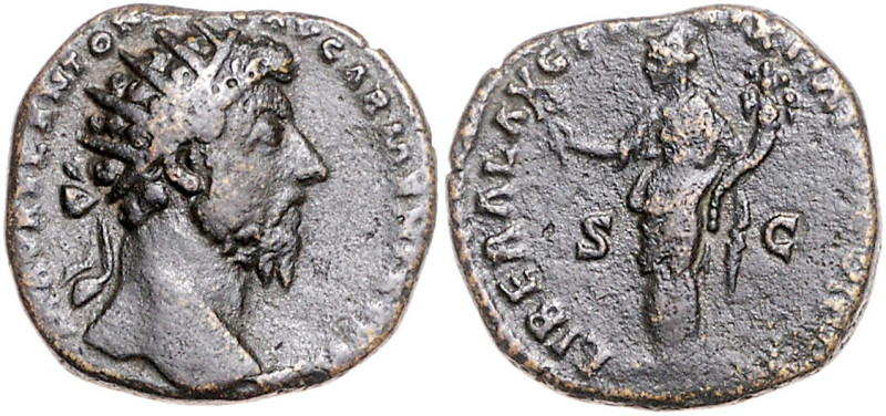 RÖMISCHES REICH, Marcus Aurelius, 161-180, AE Dupondius TRP XXIX =174, Rom. Büst...