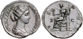 RÖMISCHES REICH, Lucilla, Gemahlin des Lucius Verus, +182, AE Sesterz, Rom. Drap. Büste r., LVCILLAE AVG ANTONINI AVG F. Rs.Venus sitzt l., hält Victo...