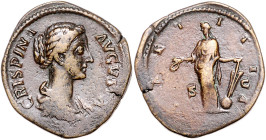 RÖMISCHES REICH, Crispina, Gemahlin des Commodus, +183, AE Sesterz 178-182, Rom. Drap. Büste r. Rs.Laetitia mit Kranz und Steuerruder l. 25,76g. Ex Sa...