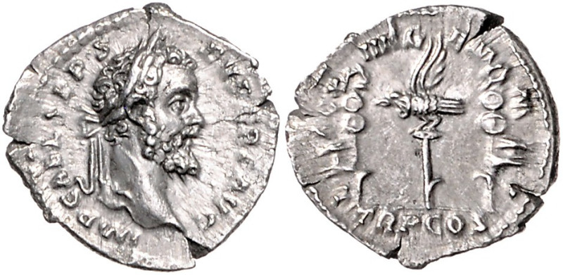 RÖMISCHES REICH, Septimius Severus, 193-211, AR Denar TRP =193, Rom. Belorb. Büs...