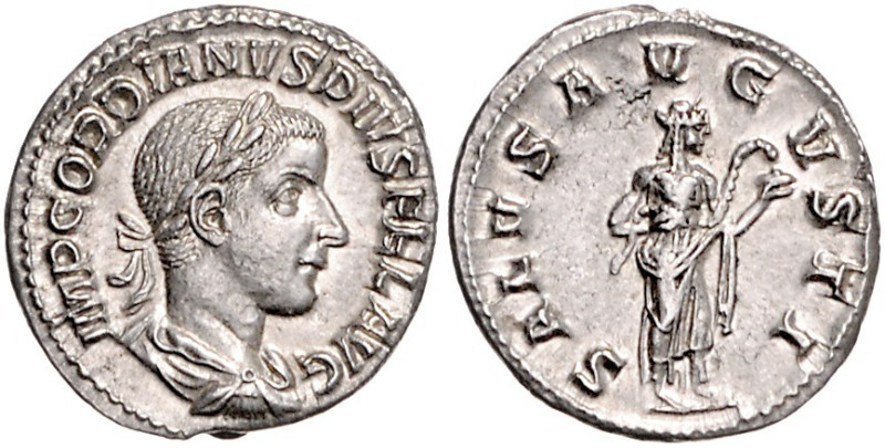 RÖMISCHES REICH, Gordian III., 238-244, AR Denar (241), Rom. Belorb. Büste r. Rs...