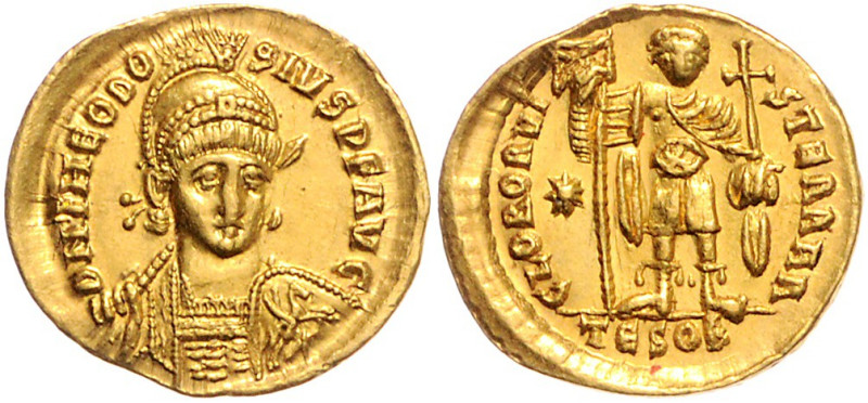 RÖMISCHES REICH, Theodosius II., 402-450, AV Solidus (424-430), TESOB =Thessalon...