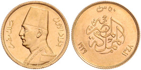 ÄGYPTEN, Fuad I. als König, 1922-1936, 50 Piaster AH 1348 =1929. 4,25g.
Ware ist regelbesteuert
standard taxation
GOLD, st
KM 340; Frbg.29