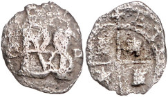 BOLIVIEN, Philipp III., 1598-1621, 1/4 Real o.J.(1598-1605) Q-P, Potosi. 0,99g.
selten, s
KM A6; C.-C.4161