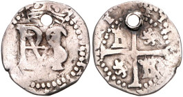 BOLIVIEN, Philipp III., 1598-1621, 1/2 Real o.J., Potosi(?). 1,58g.
Loch, f.s
KM 6.1; C.-C.4157f