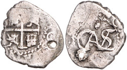 BOLIVIEN, Karl II., 1665-1700, 1/2 Real o.J.(1667-1700). 2,21g.
Loch, s
KM 22; C.-C.6447f