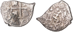 BOLIVIEN, Karl II., 1665-1700, 1/2 Real 167X P, Potosi. 2,10g.
f.ss
KM 22