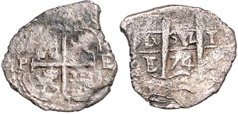 BOLIVIEN, Karl II., 1665-1700, Real 1674 P E, Potosi. 3,06g.
s
KM 23; C.-C.652...