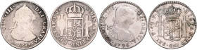 BOLIVIEN, Karl III., 1759-1788, 4 Reales 1789 PTS PR, 1795/4 PR, Potosi. Je ca.12,9g.
2 Stk., s bis ss
KM 54; 72