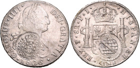 BOLIVIEN, Karl IV., 1788-1808, 8 Reales 1806 PTS PJ, Potosi. Gegenstempel =BRASILIEN, Minas Gerais, 960 Reis. 26,69g. Erworben 22/06/89.
ss/vz
KM 73...