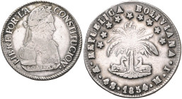 BOLIVIEN, Republik, seit 1825, 8 Soles 1840 LR. 26,84g; DAZU: 4 SOLES 1854 MJ. 13,48g. 2 SOLES 1830 JL. 6,65g.
3 Stk., ss
KM 97