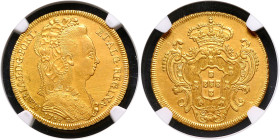 BRASILIEN, Maria I., 1786-1816, 6400 Reis 1789 R, Rio de Janeiro. 13,59g. Ex Heritage Auctions A.61181, Lot 97030 (Saltwater Damage).
GOLD, NGC AU De...