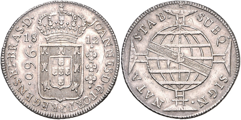 BRASILIEN, Johannes, Prinzregent, 1805-1818, 960 Reis 1812 B, Bahia. Überprägung...