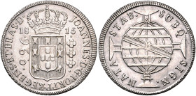 BRASILIEN, Johannes, Prinzregent, 1805-1818, 960 Reis 1815 B, Bahia. Überprägungsspuren. 26,85g.
ss
KM 307.1