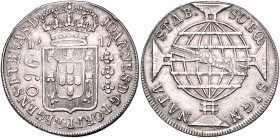 BRASILIEN, Johannes, Prinzregent, 1805-1818, 960 Reis 1817 B, Bahia. Überprägungsspuren. 26,88g.
ss
KM 307.1