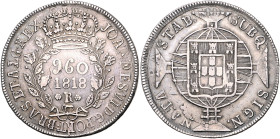 BRASILIEN, Johannes VI., 1818-1822, 960 Reis 1818 R, Rio de Janeiro. Überprägungsspuren. 27,18g.
ss
KM 326.1