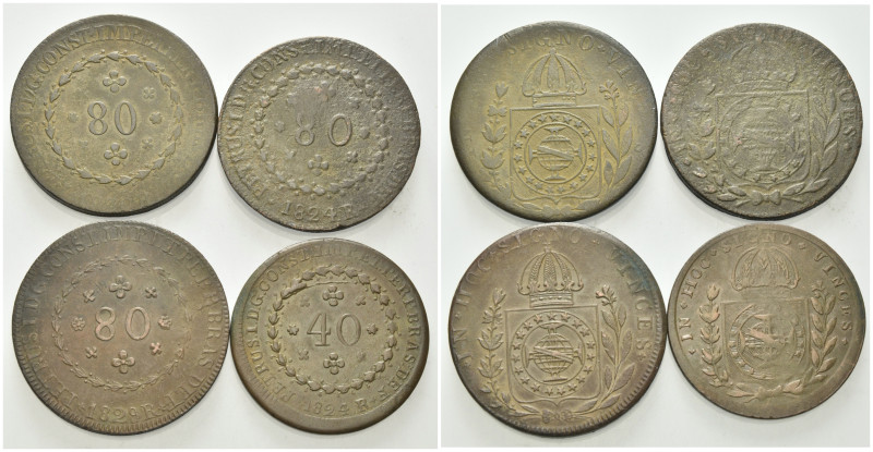 BRASILIEN, Pedro I., 1822-1831, 80 Reis 1824 R. 24,13g, 1829 R. 30,31g, 1830. 27...