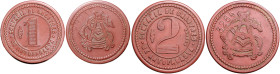 CHILE, Republik, seit 1818, 2, 1 Peso o.J. (1904-1924). Compania de Salitres de Antofagasta. Salpetertoken aus braunem Bakelit. Mit eingeprägter Serie...