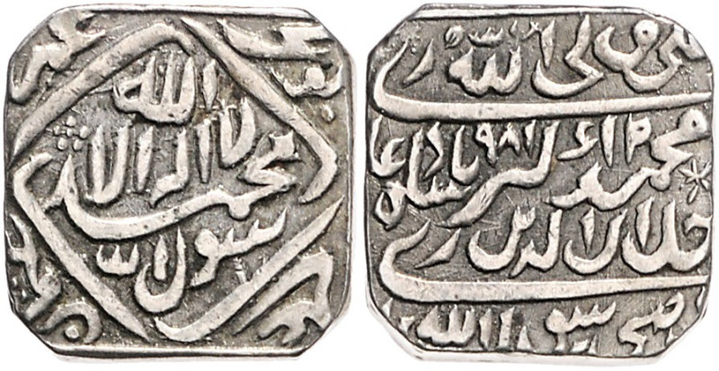 INDIEN / MOGHUL-KAISERREICH, Jalal ud din Muhammad Akbar, 1556-1605, Rupie AH 98...